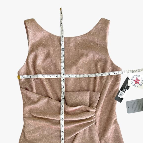 Betsy & Adam Women's Galaxy Glitter Pink Metallic Ballgown Size 8 Ruffle Formal - Picture 4 of 6